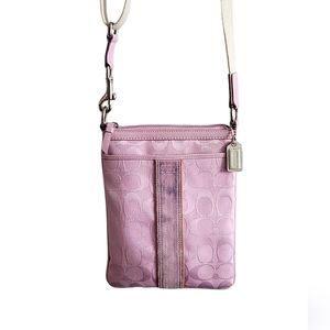 Coach Pink Signature CC Canvas Crossbody Small Shoulder Purse
